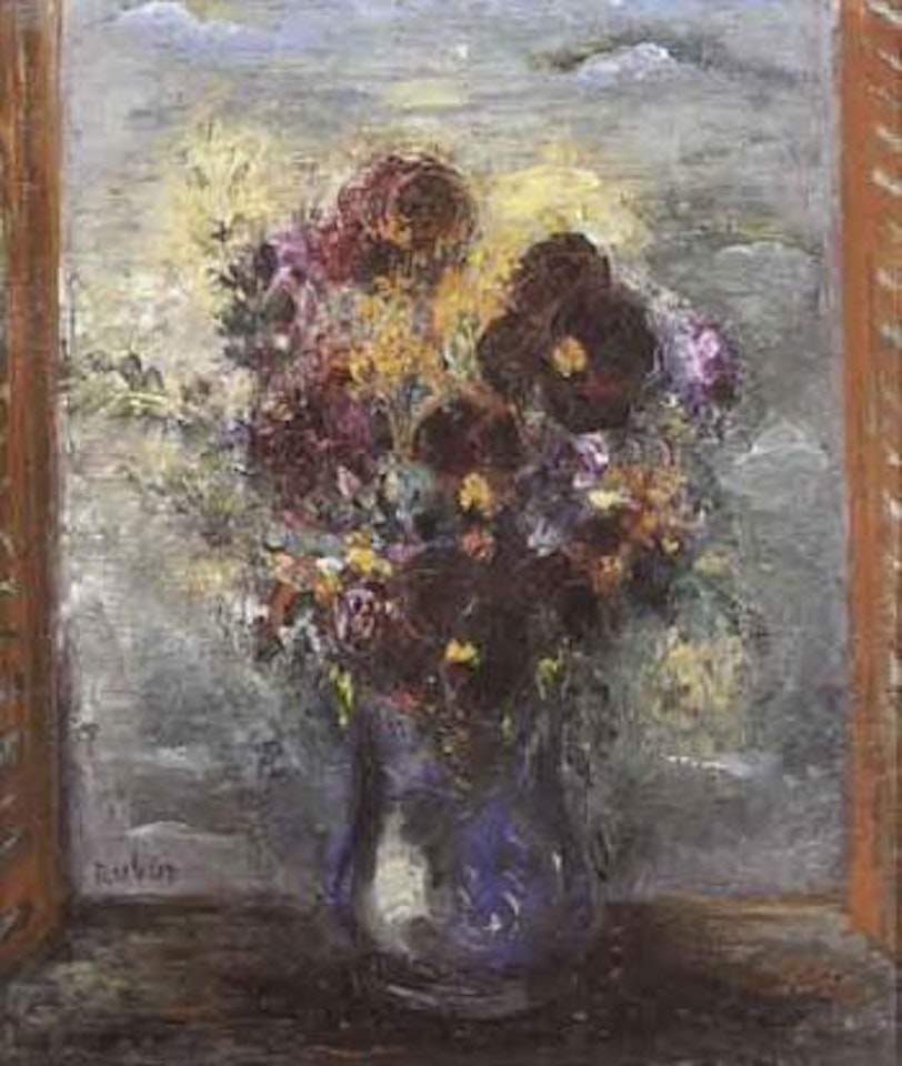 Flowers at the window by Reuven Rubin