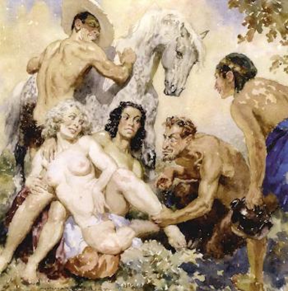 Satyr and two nymphs by Norman Alfred Williams Lindsay