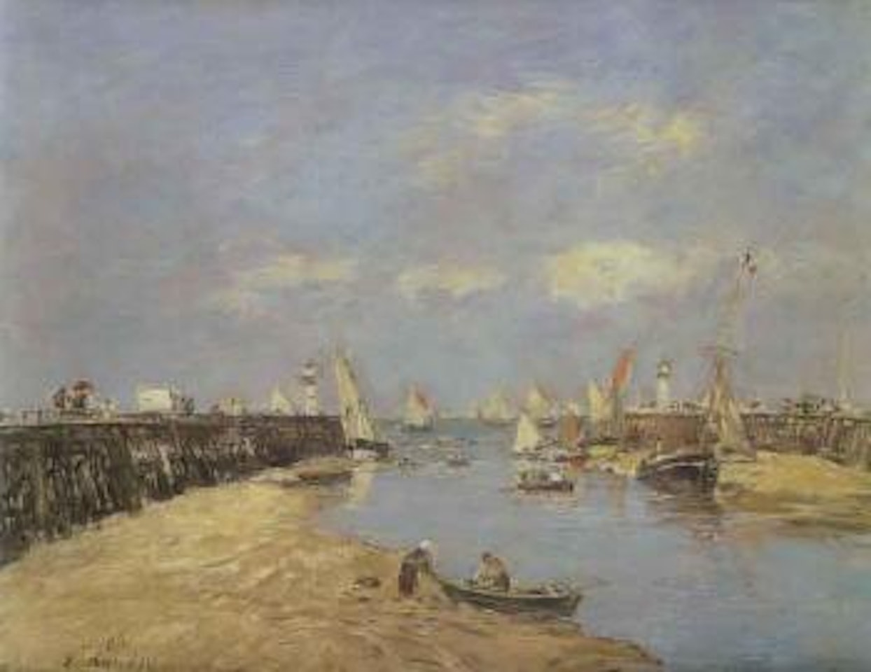 Trouville. les jetees maree basse by Eugène Boudin