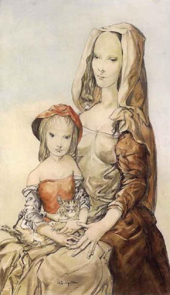 Maternite au chat by Leonard Tsuguharu Foujita