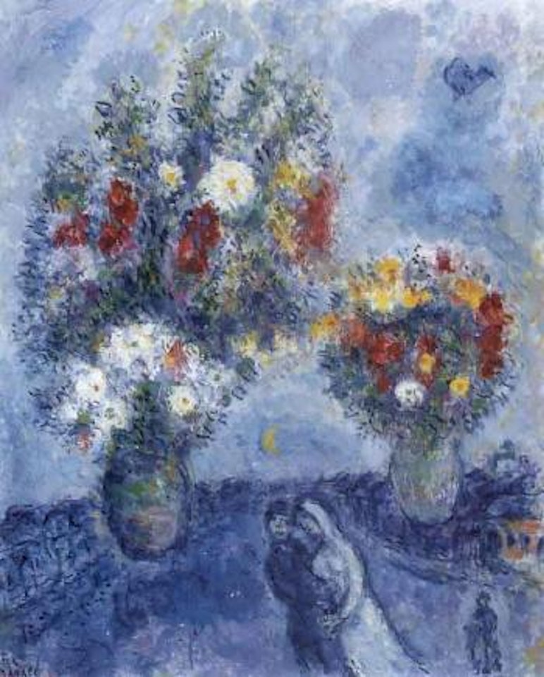 Les maries aux deux bouquets by Marc Chagall