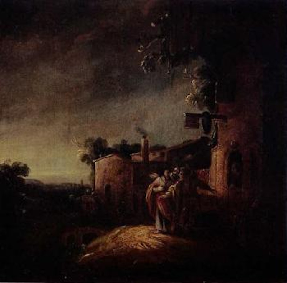 Dispute outside tavern by Attributed to Rembrandt Harmensz van Rijn