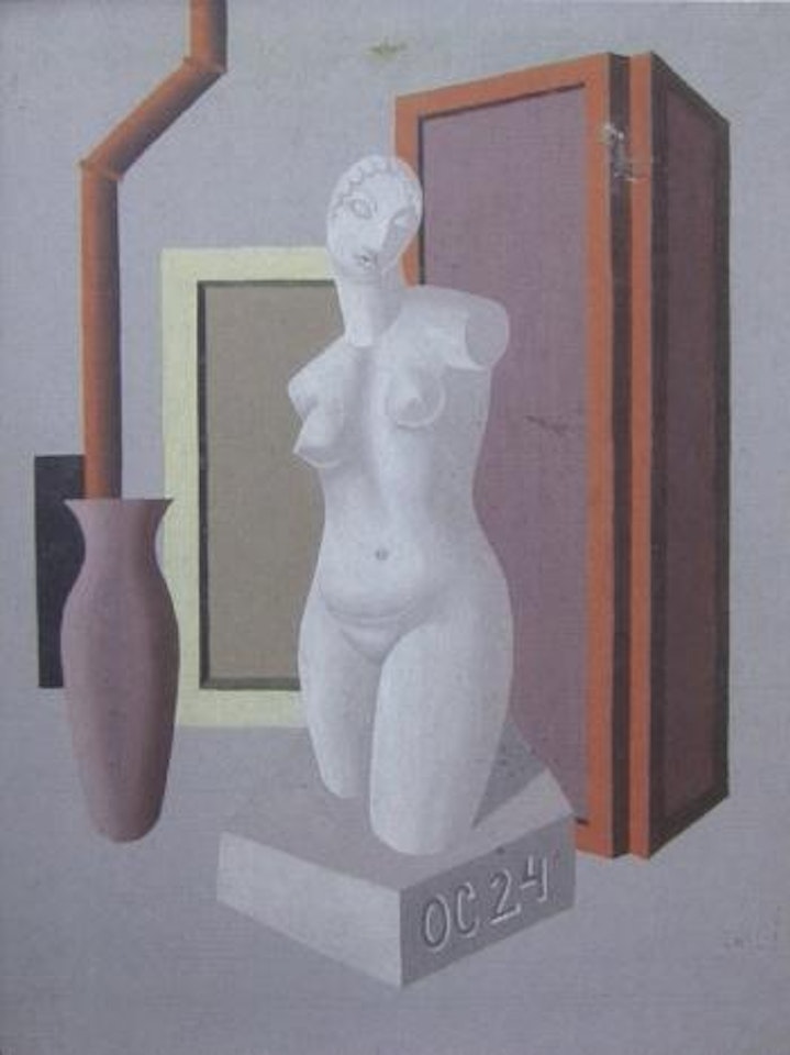 Composition a la statue, vase, paravent et tuyau by Otto Carlsund
