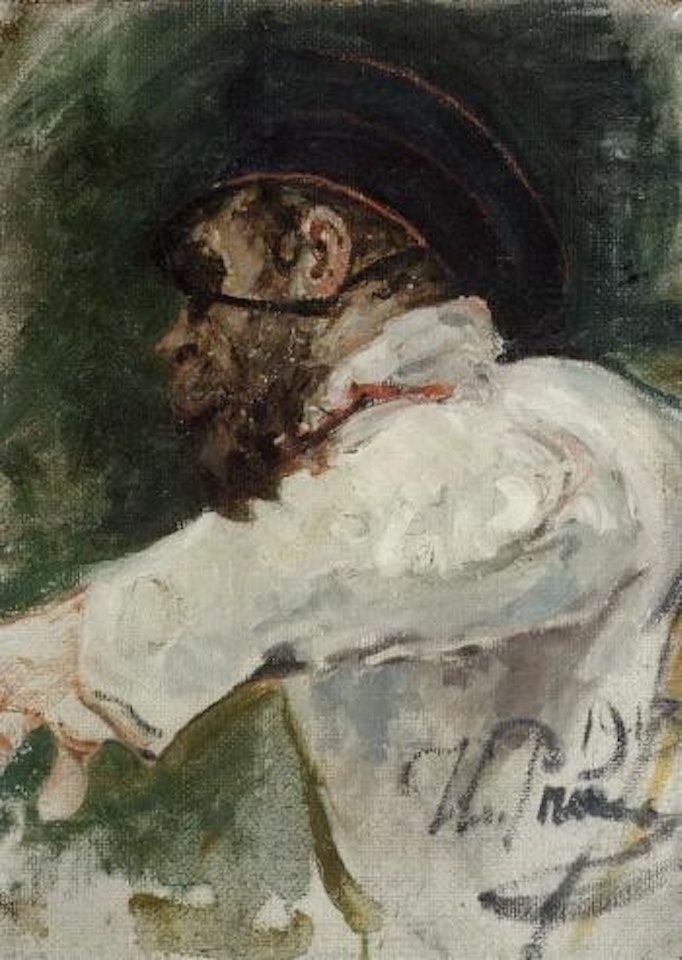 Bearded man wearing peaked cap by Ilya Yefimovich Repin