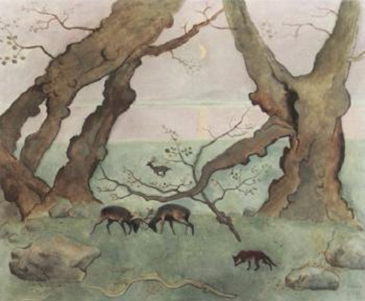 Landscape with stags by Einar Jolin