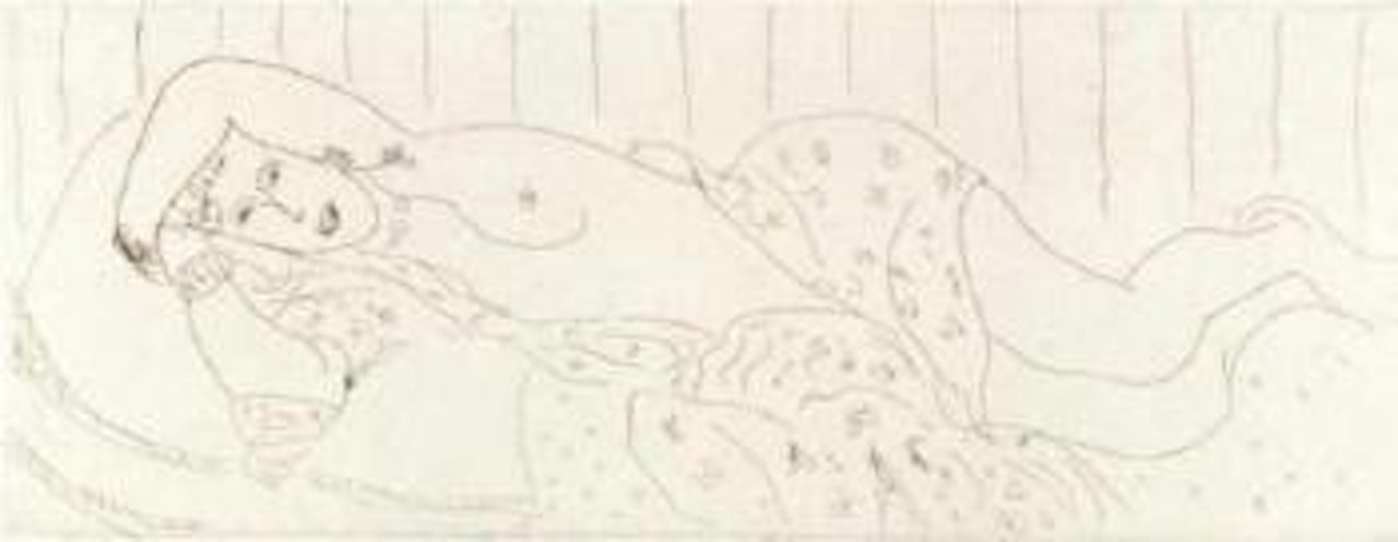 Nu couche, drape dans un etoffe fleurie by Henri Matisse