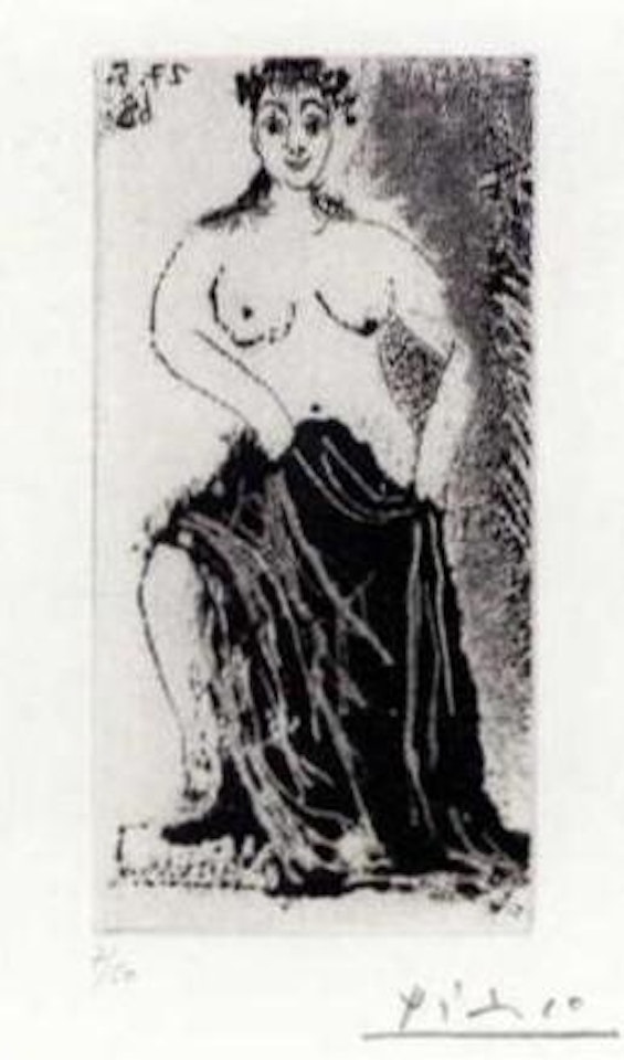 Une maja posant sur un piedestal. Celestine, maja et complice masculin by Pablo Picasso