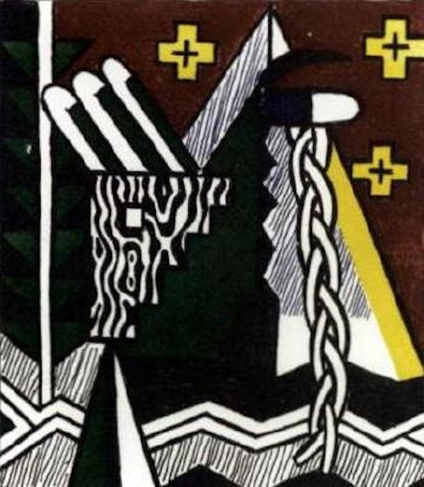 Two figures with teepee by Roy Lichtenstein