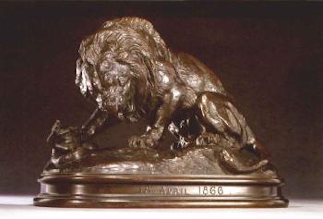 Lion crushing a snake no 1 by Antoine-Louis Barye