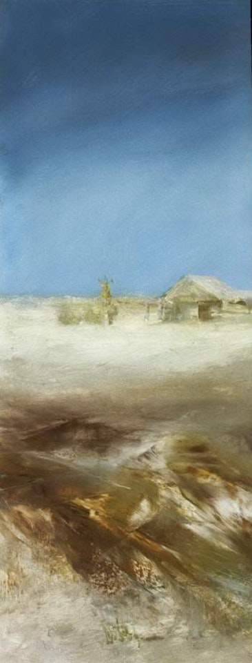 Girl and township by Sidney Nolan