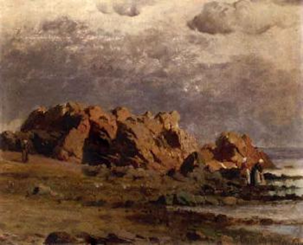 Washerwoman on the shore by Henri Harpignies