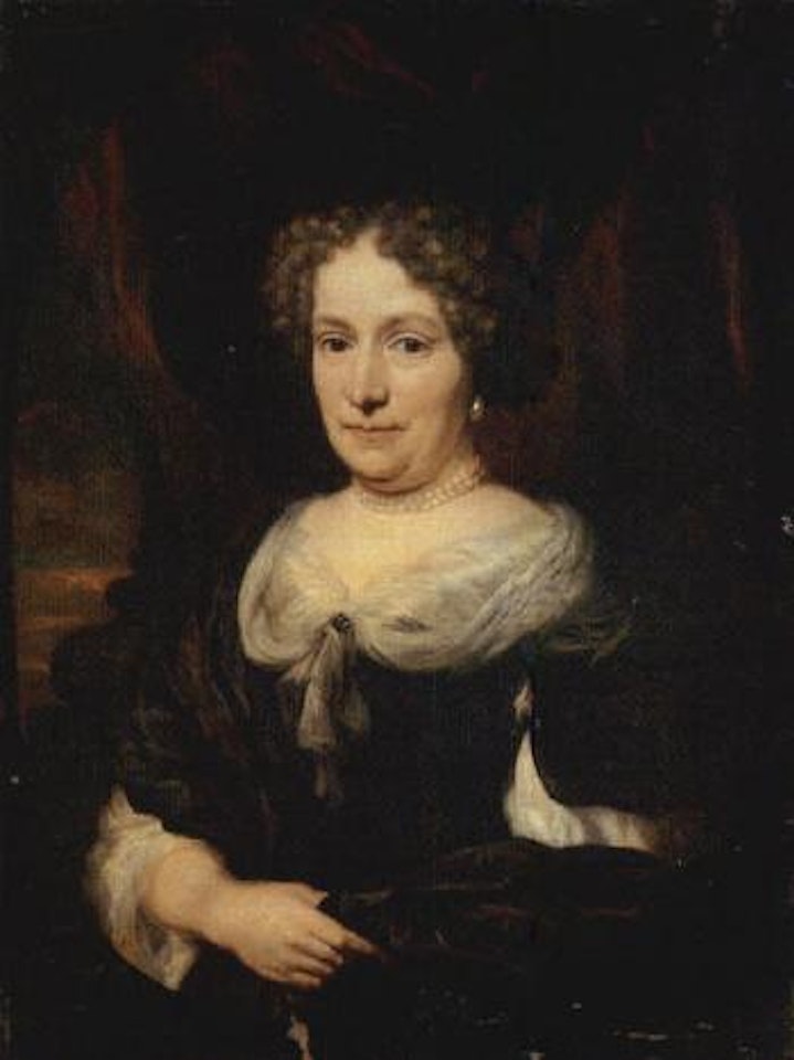 Portrait of a lady in a black dress by Nicolaes Maes