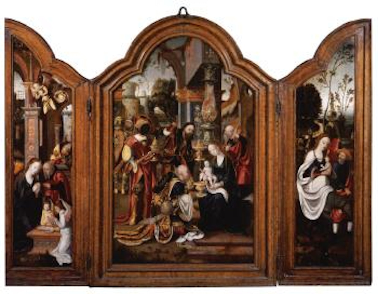 Adoration of the Magi. Nativity. Flight into Egypt by Attributed to Pieter Coecke van Aelst I