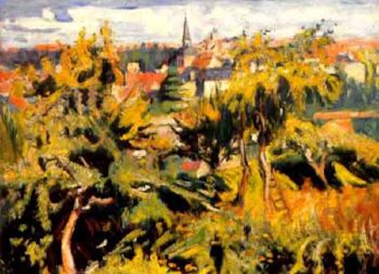 La petite ville derriere les arbres by Othon Friesz