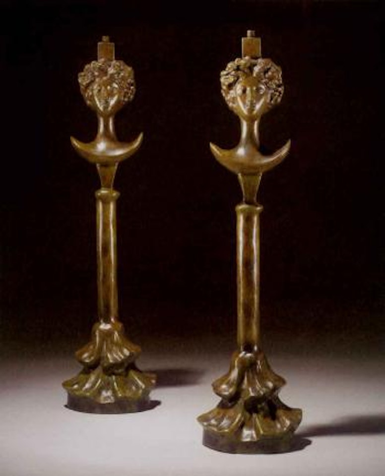 Paire de lampes a tete de femme by Alberto Giacometti by Diego Giacometti