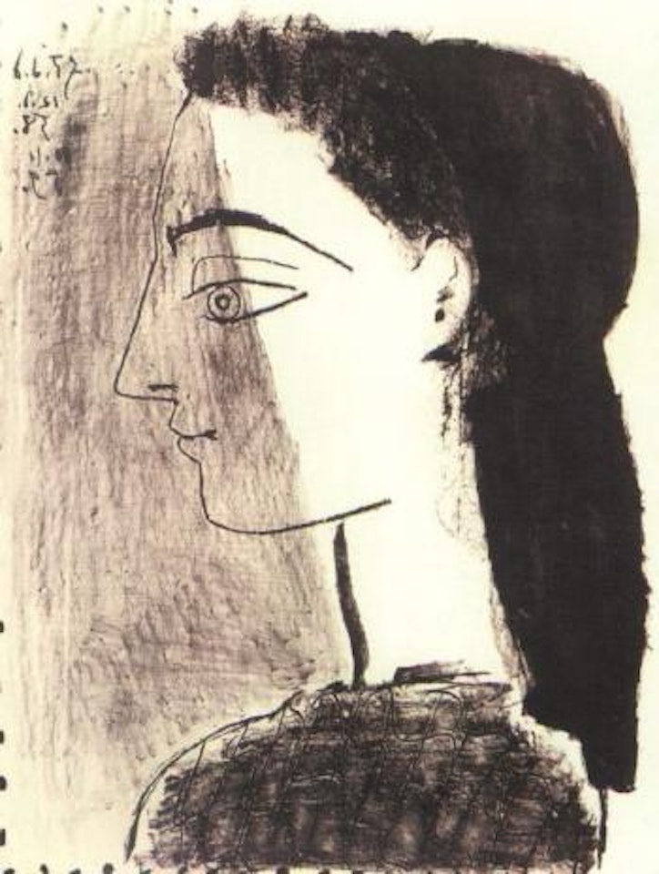 Jacqueline with black kerchief by Pablo Picasso