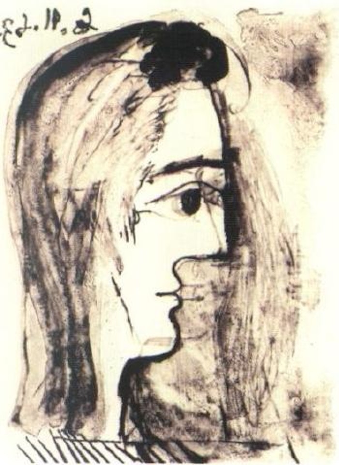 Head of young woman in profile looking to the right by Pablo Picasso