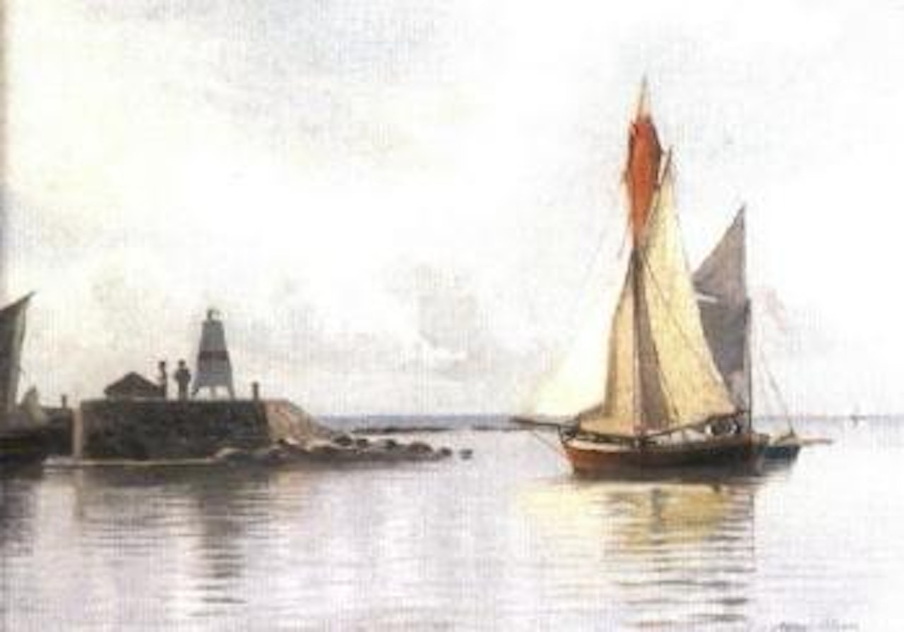 Ships at the harbour quay by Alfred Olsen