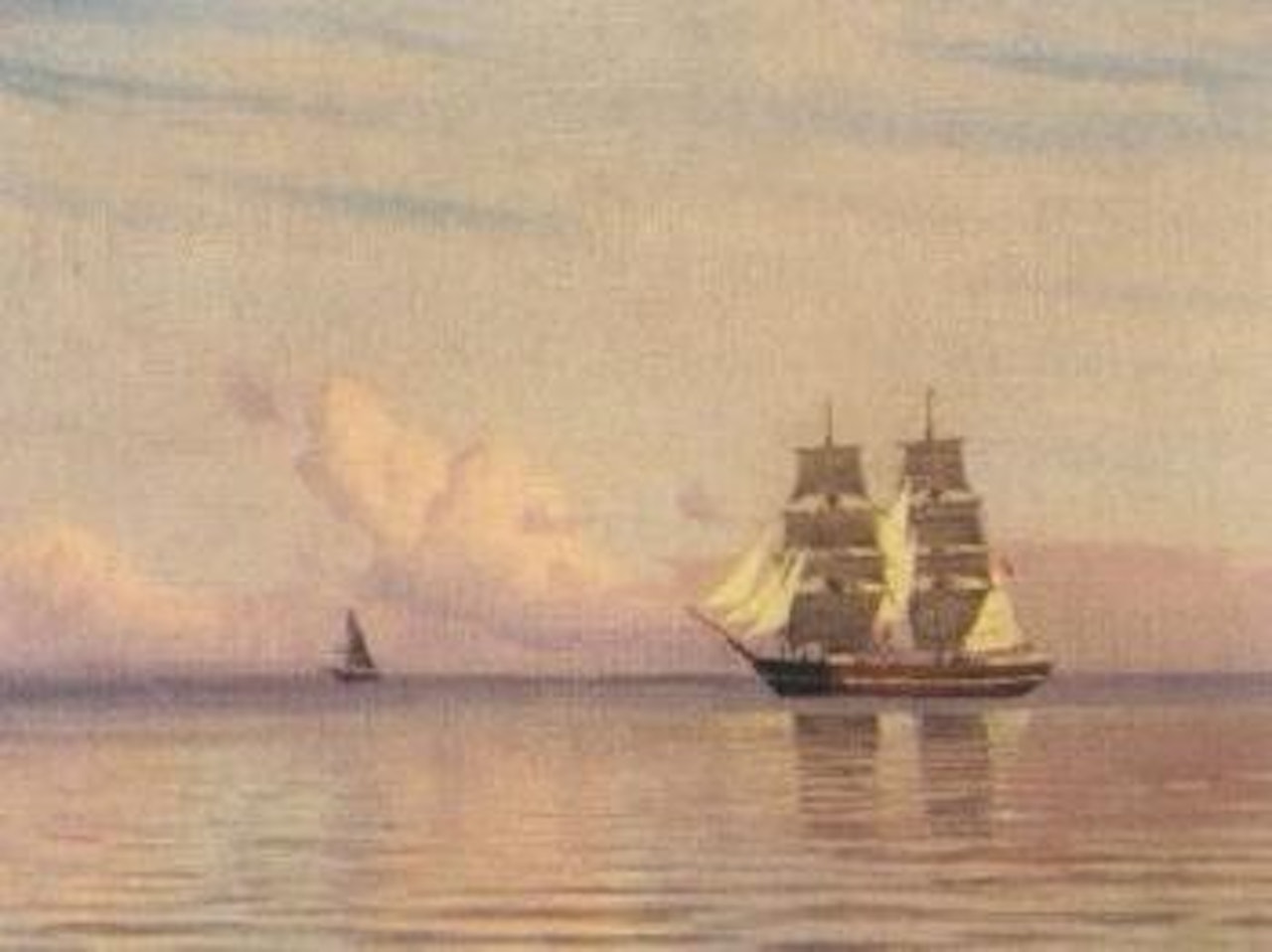 Sailing vessels in a calm by Alfred Olsen