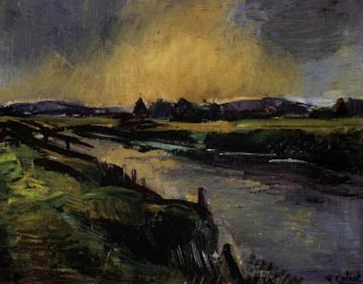 Polder landscape with farm in the background by Arnout Colnot