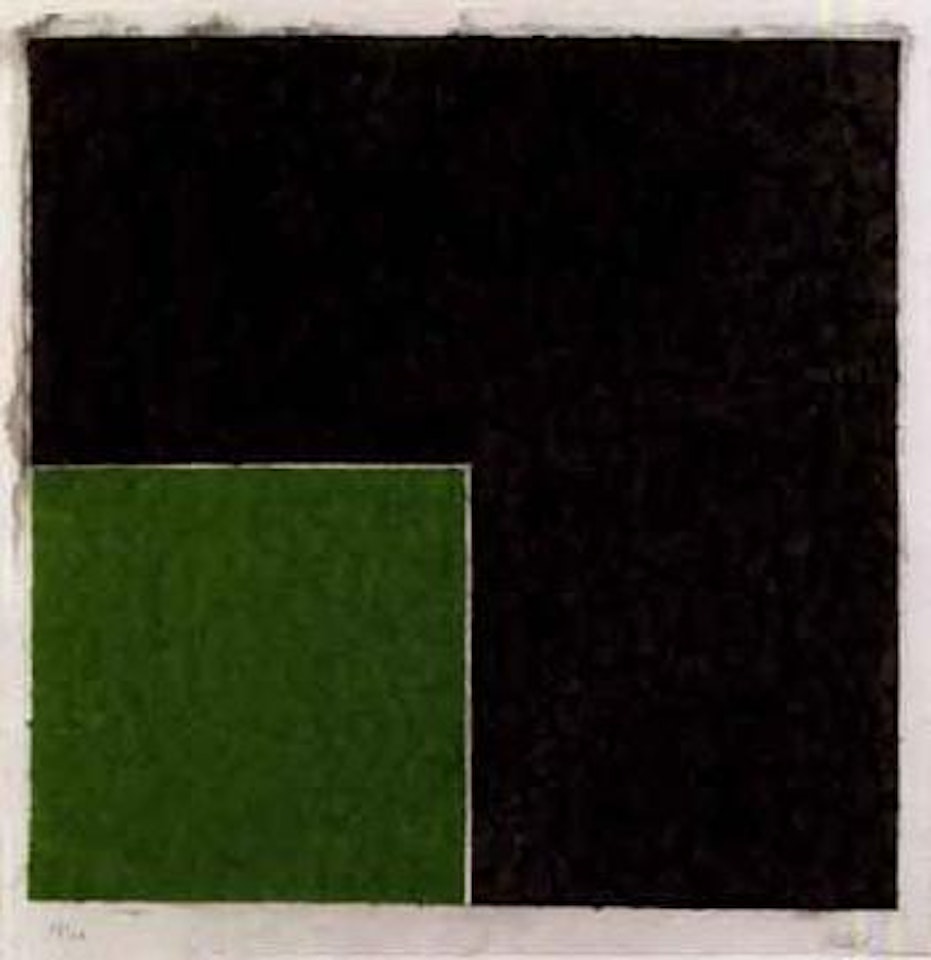 Coloured paper image XVIII, green square with dark gray by Ellsworth Kelly
