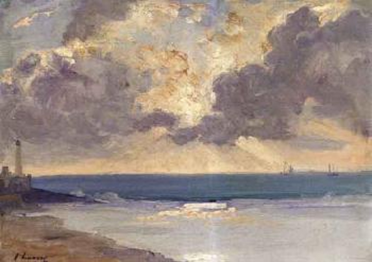 Evening at the bar, entrance to harbour by John Lavery