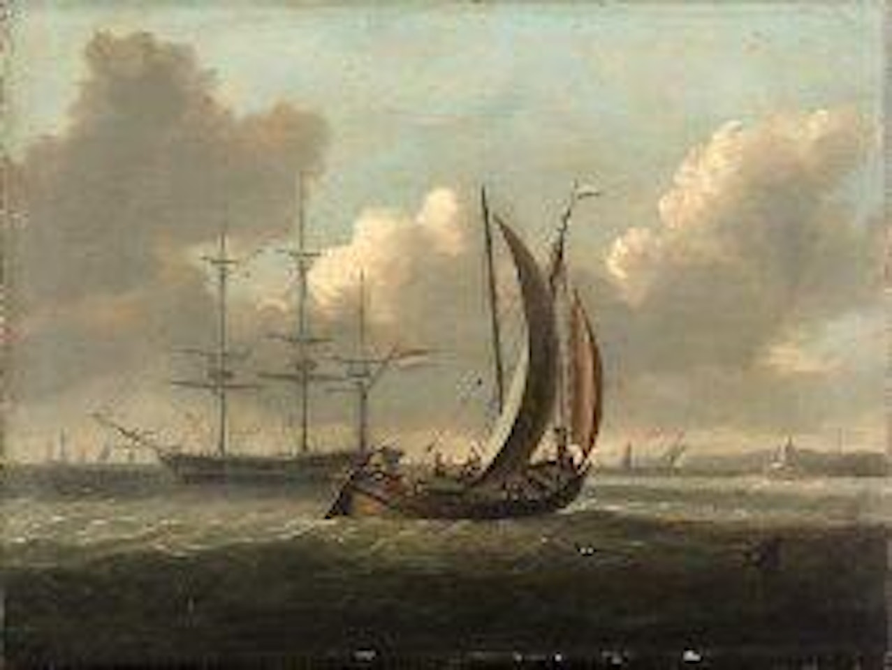Dutch barge and other shipping off the coast by Charles Martin Powell