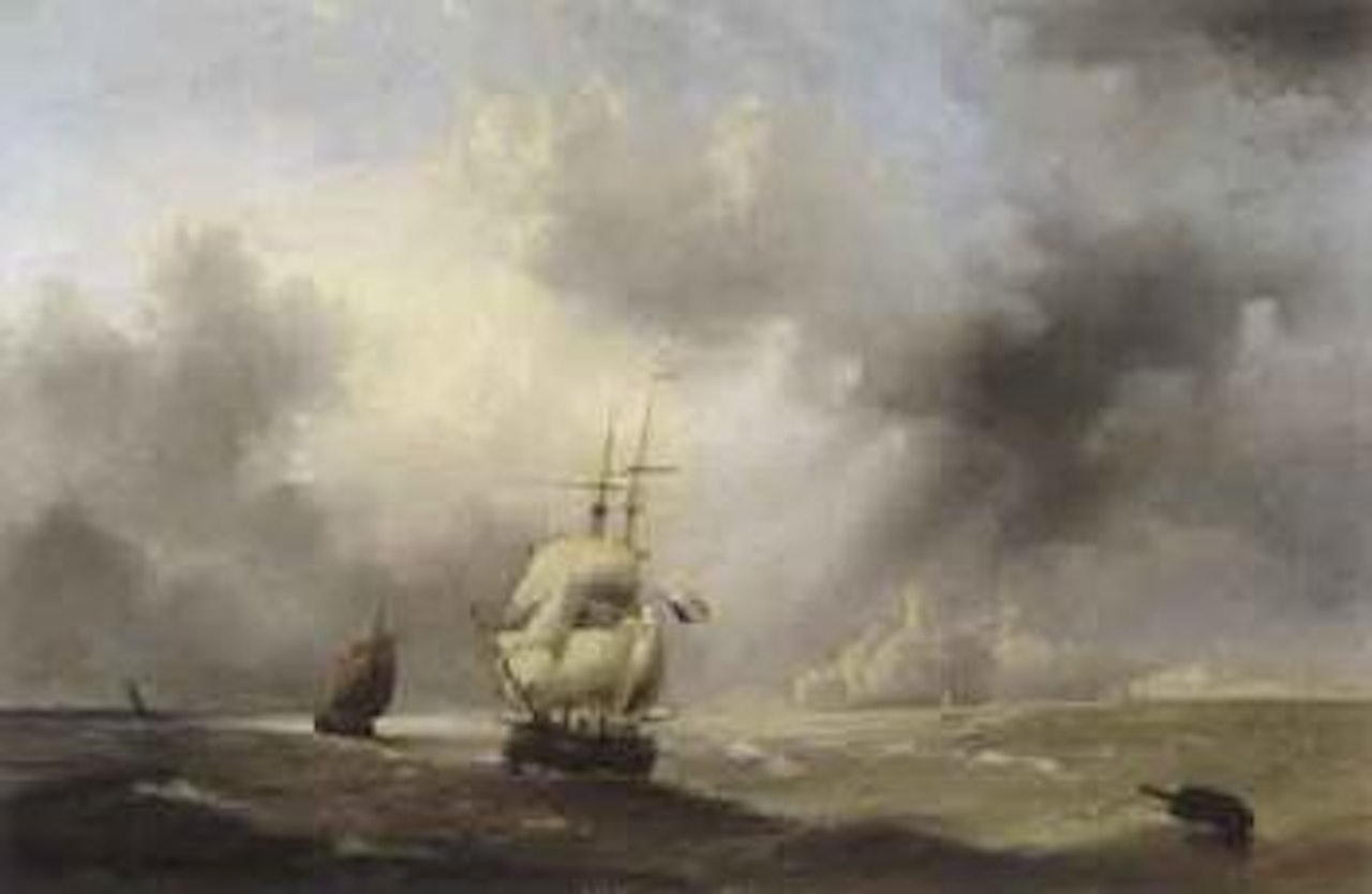 Sailing ships in front of the coast of Dover by François Etienne Musin