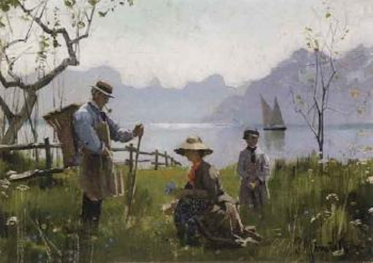 Blomster plukkes - picking flowers by Peder Mork Monsted