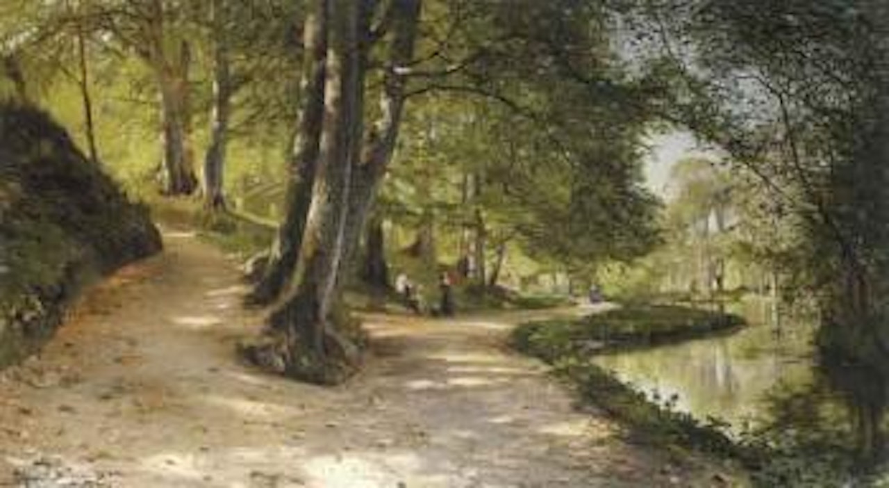 Den rode paraply - red umbrella by Peder Mork Monsted