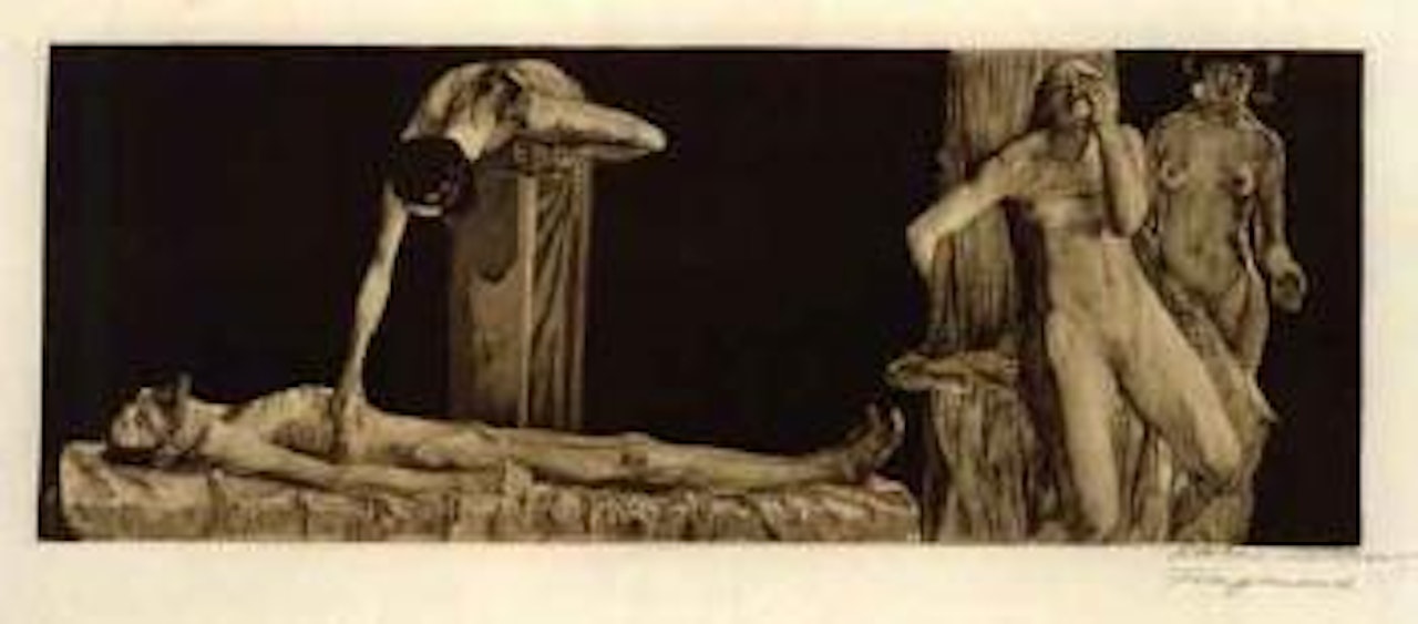 The crushed - corpse and naked woman at stake by Kathe Kollwitz