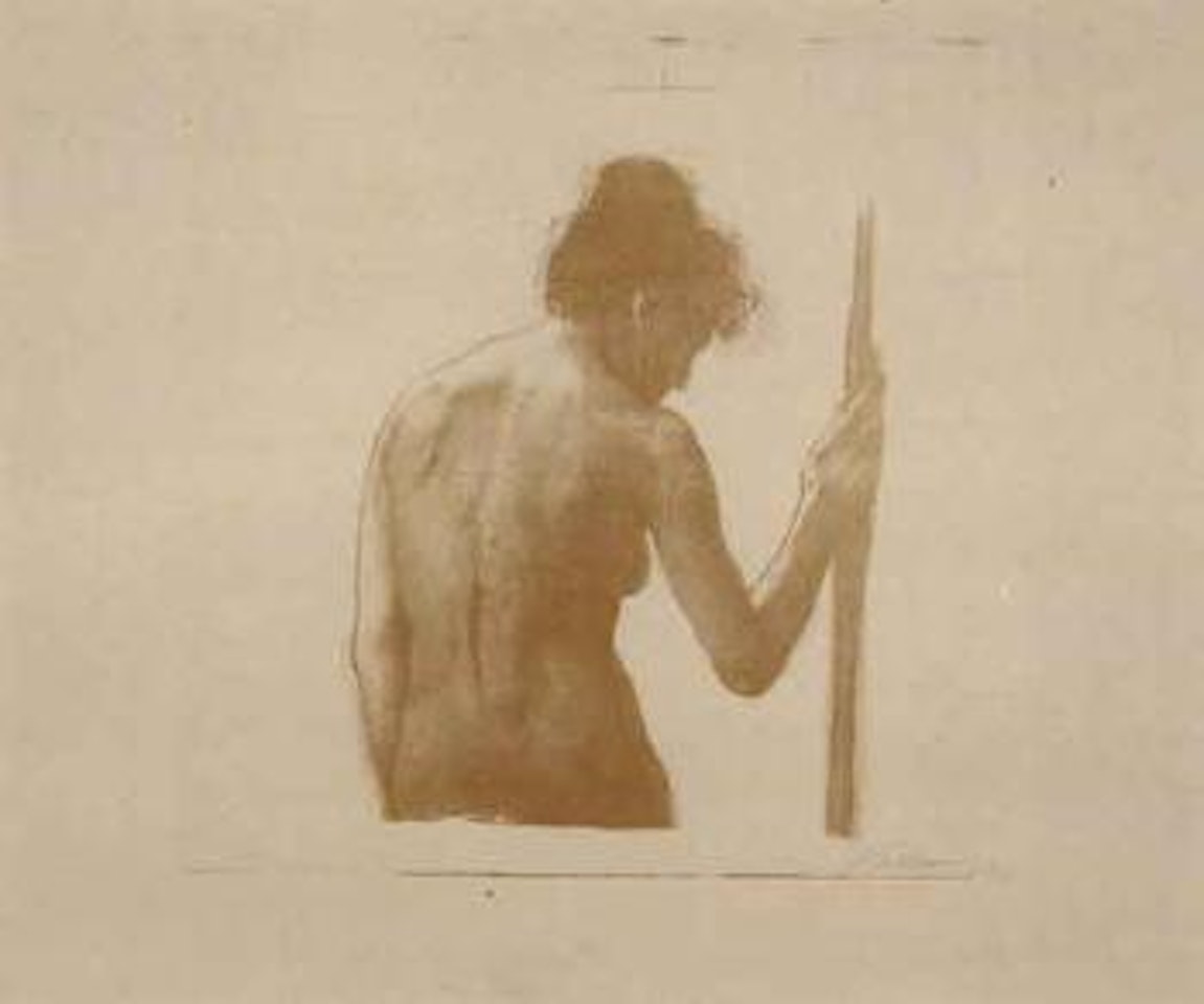 Female nude holding stick by Kathe Kollwitz