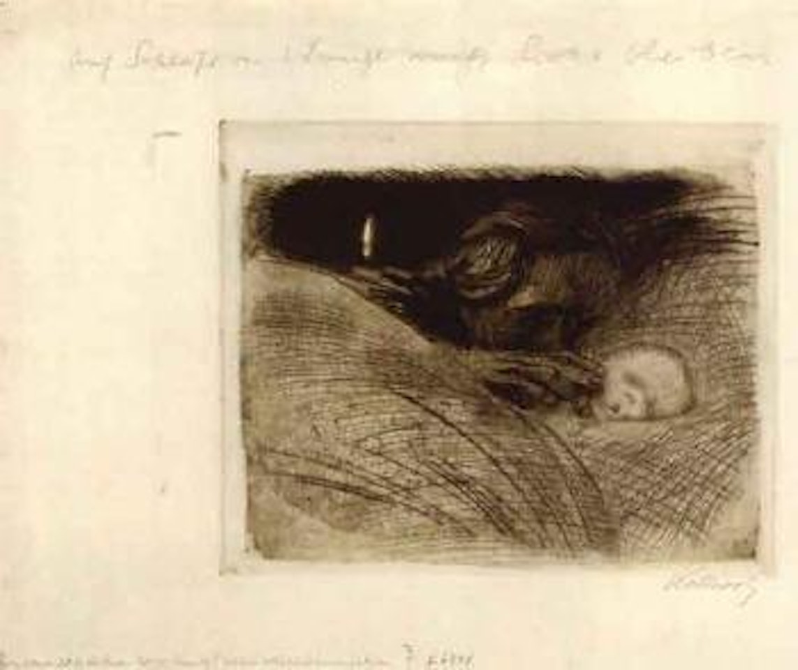 Mother at dead child's bedside by Kathe Kollwitz