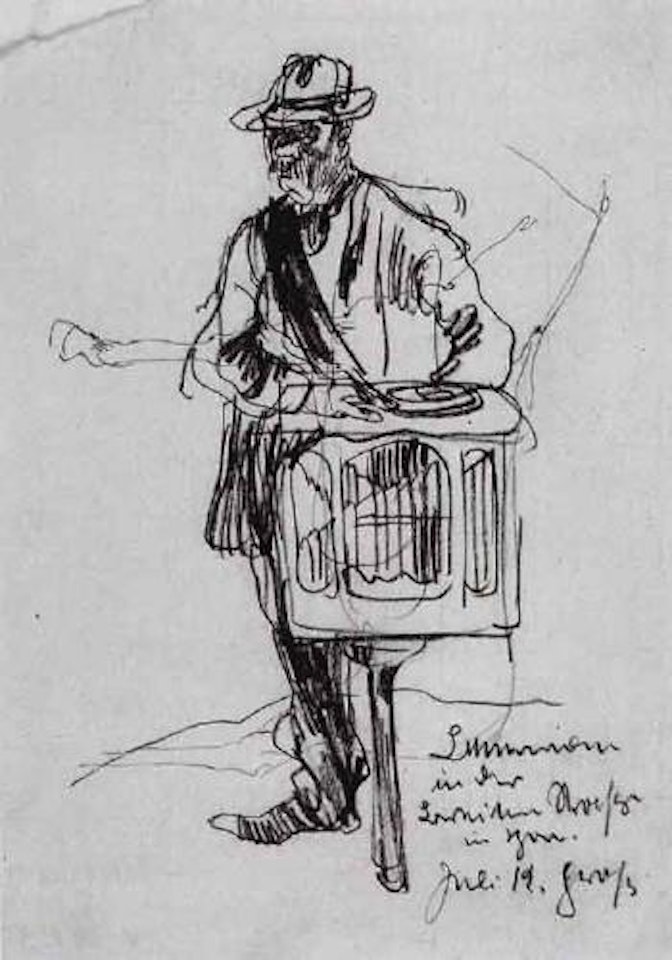 Man with barrel organ by George Grosz