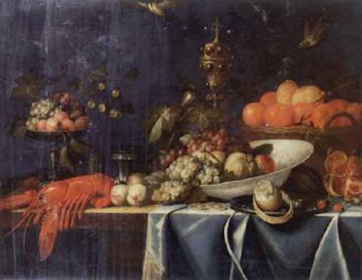 Still life with fruit and lobster on a table by Jan Davidsz de Heem