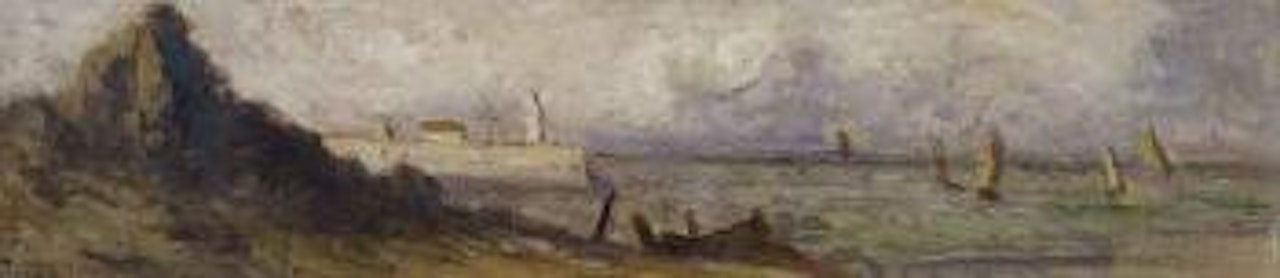Honfleur, barques de peche et voiliers sortant du port by Maximilien Luce