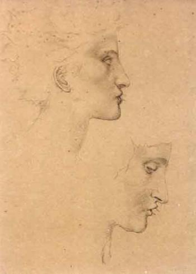 Two head studies by Edward Coley Burne-Jones