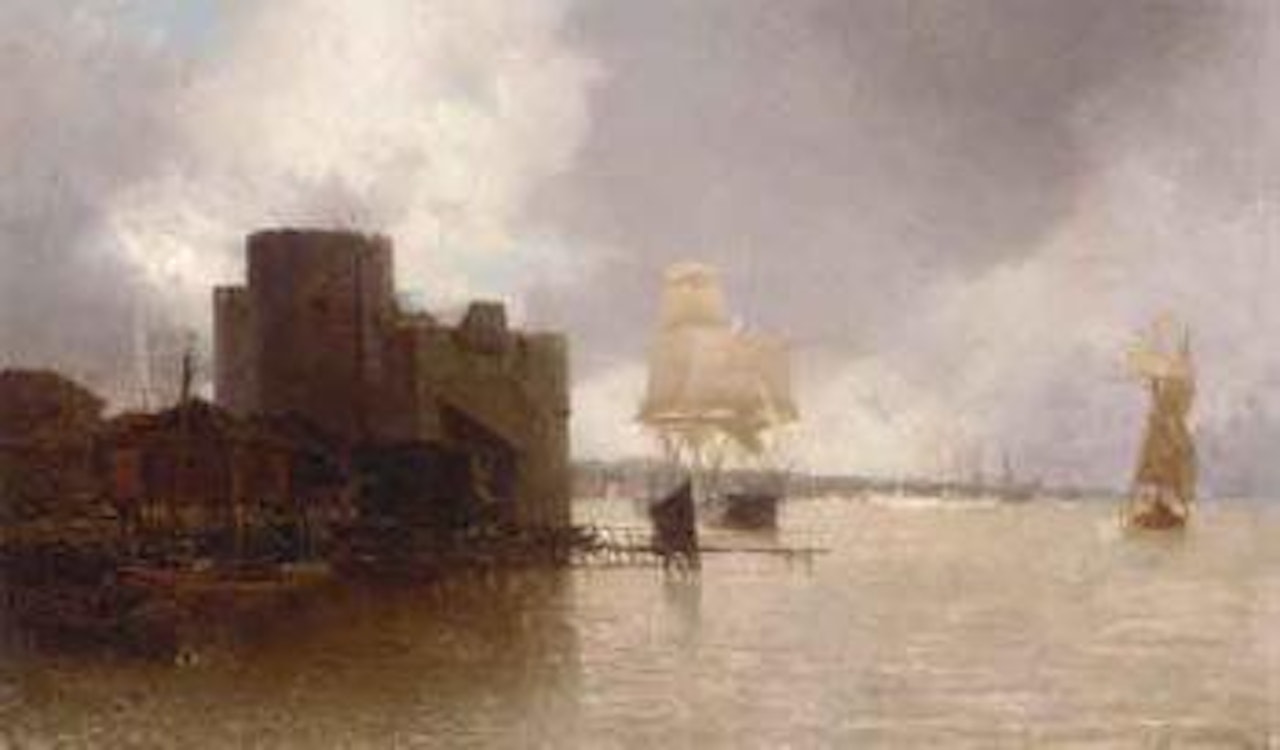 Shipping outside the port by Jean Baptiste Henri Durand-Brager