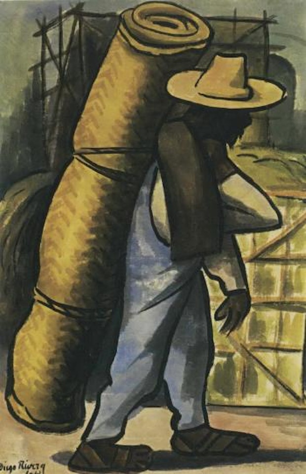 Untitled - man with rug by Diego Rivera