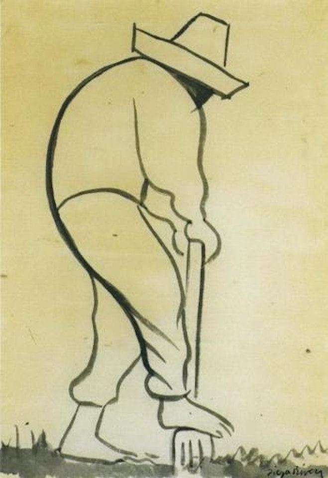 Untitled - man with shovel by Diego Rivera