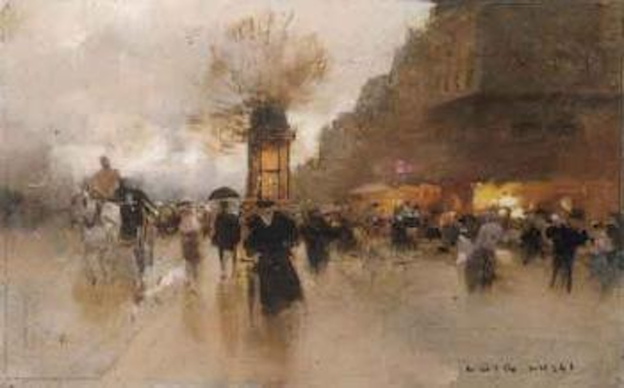 Grand boulevards animes, le soir by Luigi Loir