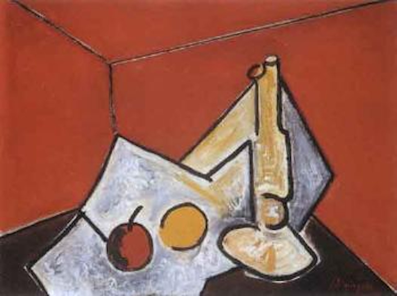 Nature morte au chandeleir et aux fruits by Oscar Dominguez