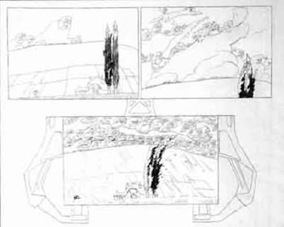 Thunderstorm passes through a mountainside hamlet by Lyonel Feininger