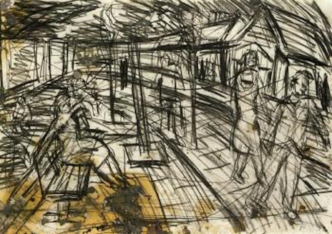 Street in Willesden, summer by Leon Kossoff