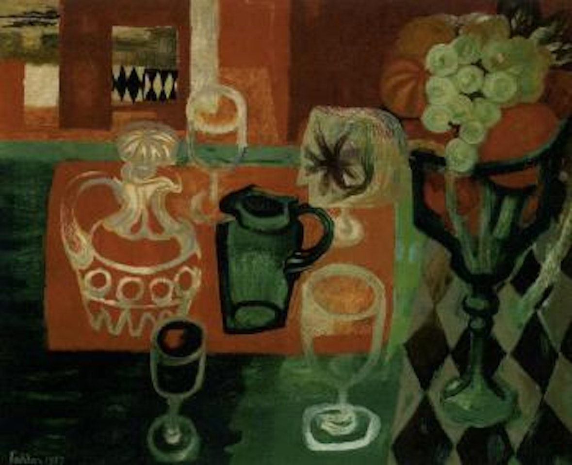 Orange and green still life by Mary Fedden