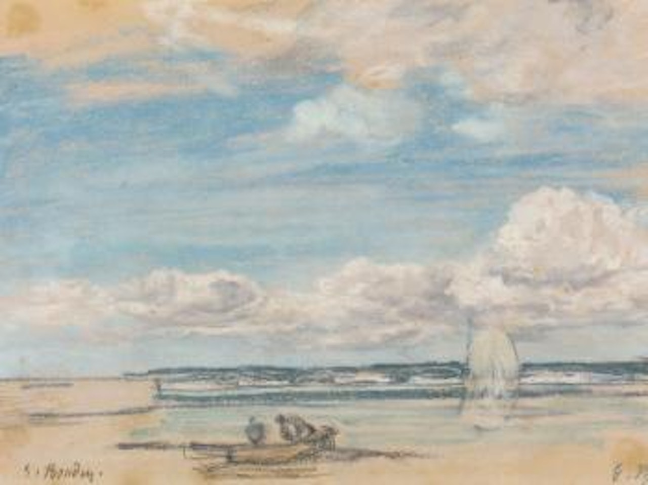 Rivage aux environs de Trouville. Maree basse by Eugène Boudin