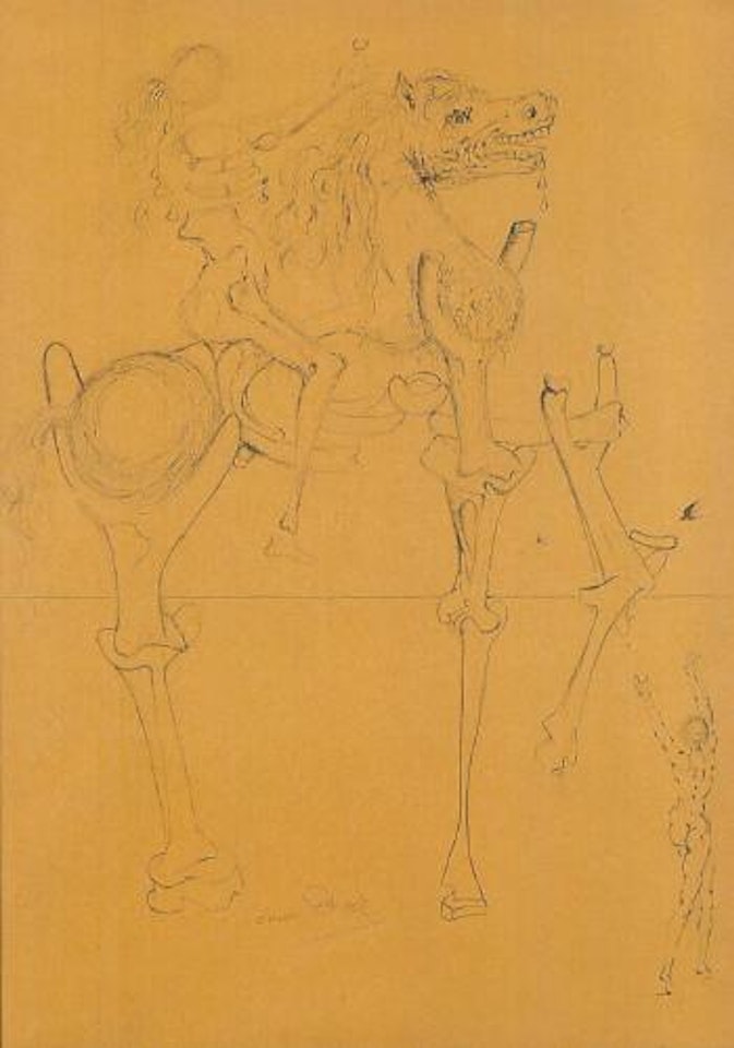 El caballo y el caballero esqueletico by Salvador Dali