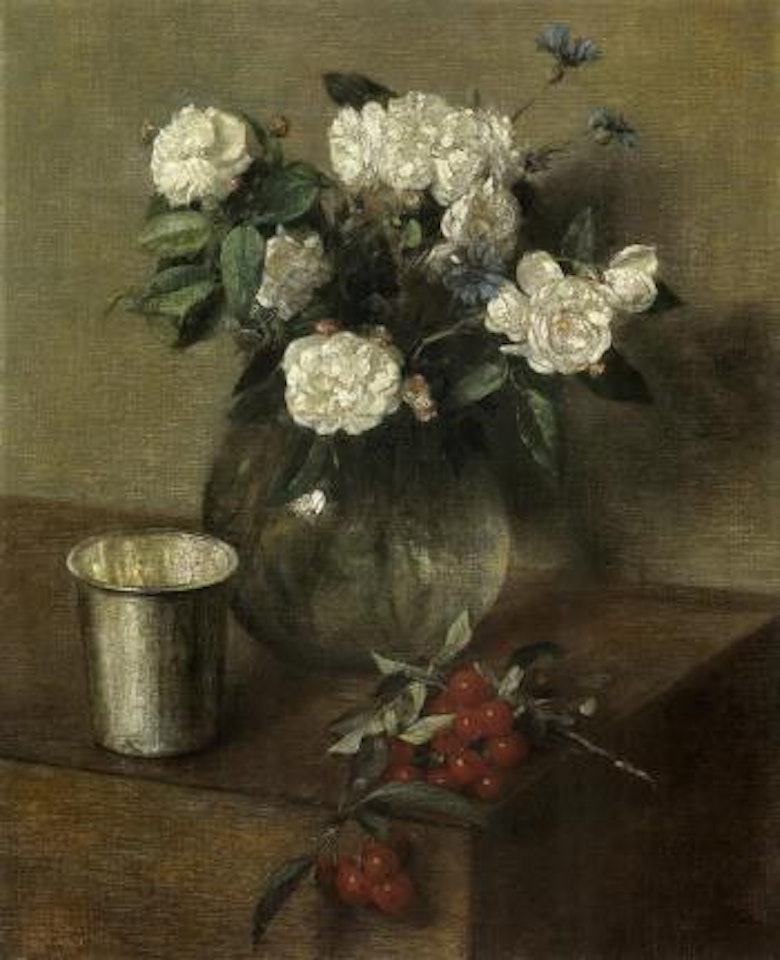 Roses blanches et cerises by Henri Fantin-Latour