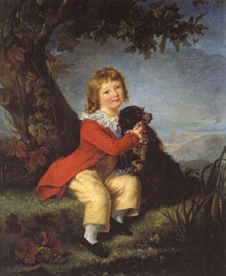 Portrait du dauphin Louis Charles avec son chien by Marie Louise Elisabeth Vigee-Lebrun