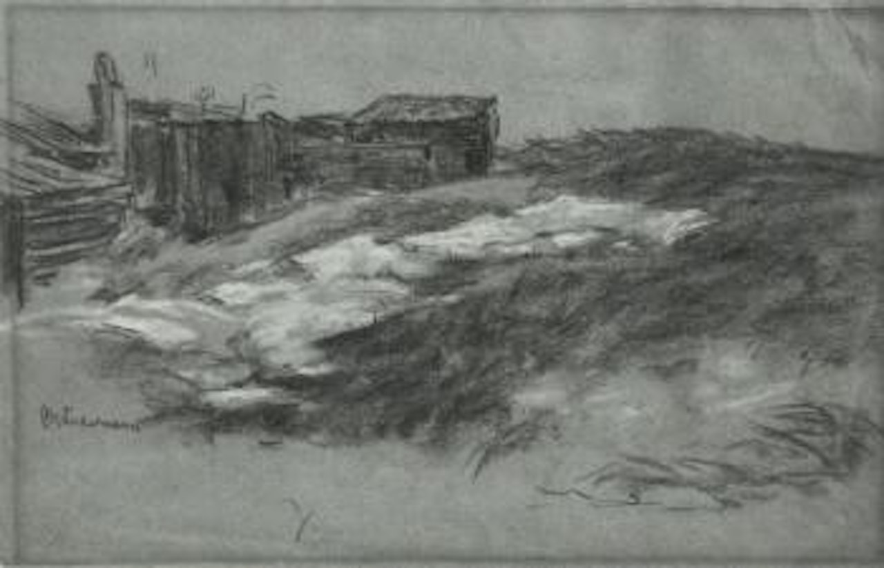Dune landscape with building by Max Liebermann